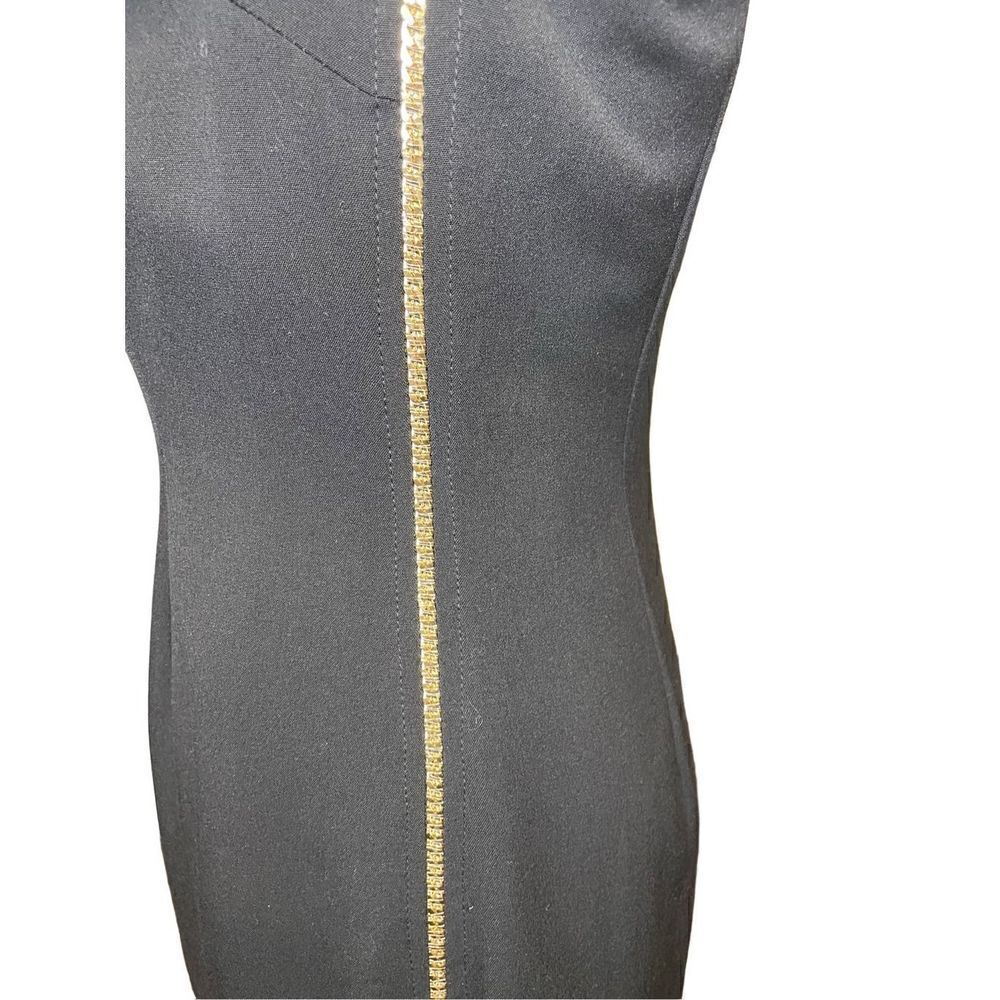 NWT Calvin Klein Black Sleeveless Sheath Dress with gold chain detail, Size 2 - Picture 5 of 6
